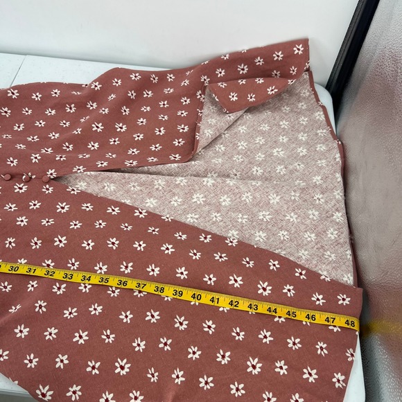 Zara Pink Floral Linen Blend Midi Dress Small Ruffle Button Front Slit Boho - Picture 4 of 8